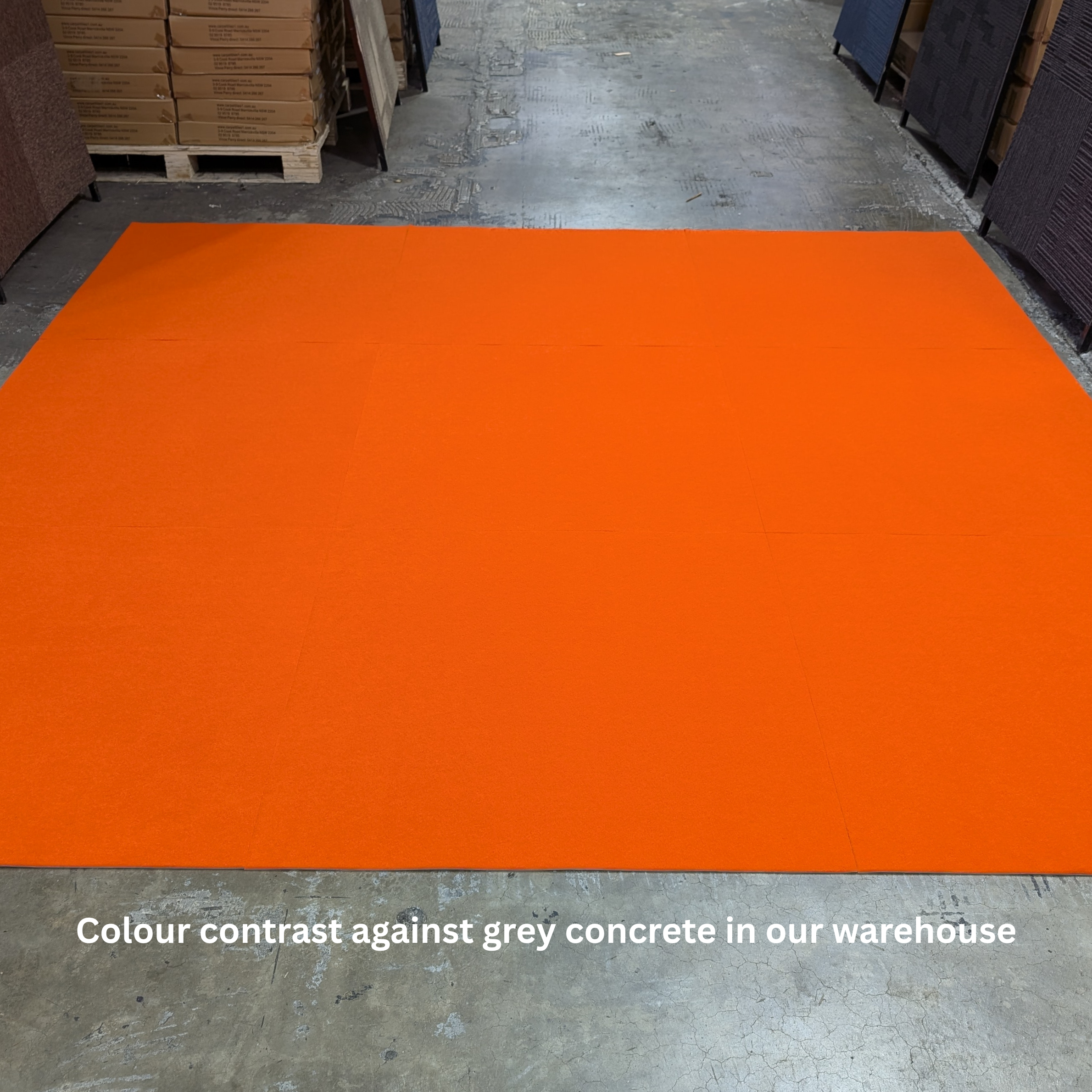  high-traffic-carpet-tiles product-details Bright-Orange-1m-X-1m-Super-Tufted-Needle-Punched-Exhibition-Carpet-Tiles-model-xct-1964In-warehouse